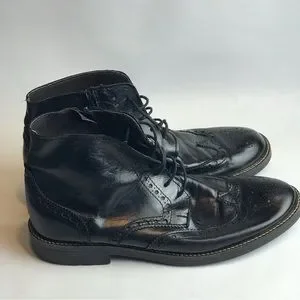 Lavorazione Artigiana Men’s Wingtip Black leather Side Zip Up Laced boots Lavorazione Artigiana | Shoes | Lavorazione Artigiana Mens  main image 2